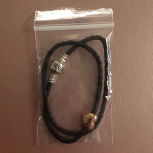 Pandora Black braided leather bracelet 13.5”